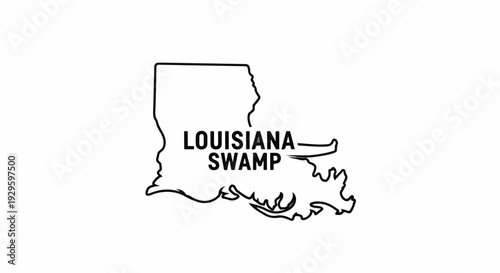 A black outline of Louisiana with the words "LOUISIANA SWAMP" inside