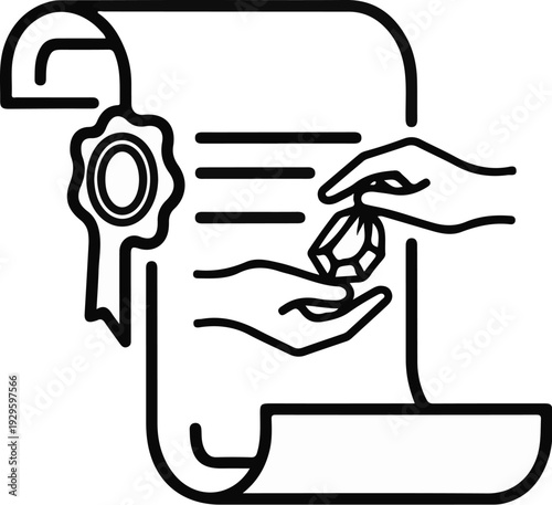 Document transfer of valuable item to hand with official seal