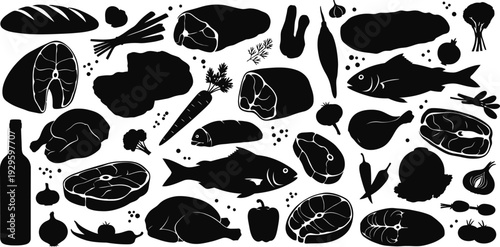 Seafood and wine illustration