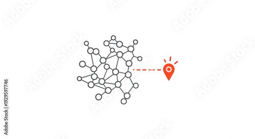 Molecular Structure with Red Location Pin.