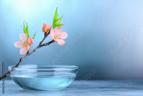 Wallpaper Mural Delicate cherry blossoms in glass bowl create serene and tranquil atmosphere, showcasing nature beauty and elegance Torontodigital.ca
