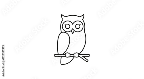 Owl sitting on a branch alone.