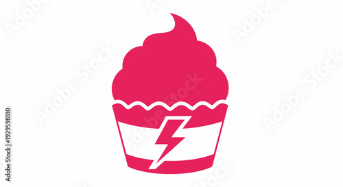 Pink Cupcake with Lightning Bolt Design.
