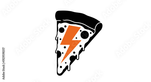 Pizza Slice with Lightning Bolt Illustration.