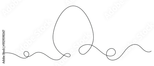Easter eggs in one continuous line drawing. Greeting card and banner design in simple linear style. Editable stroke. Doodle oneline vector illustration.