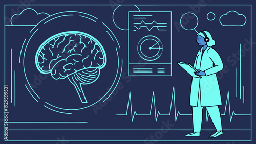 Medical professional analyzing brain activity with modern technology