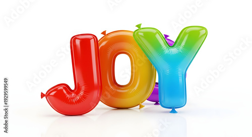 Colorful Joy Balloons Shaped Letters.