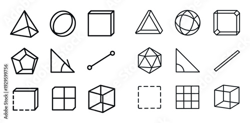 Outlined geometric shapes illustrate basic geometry