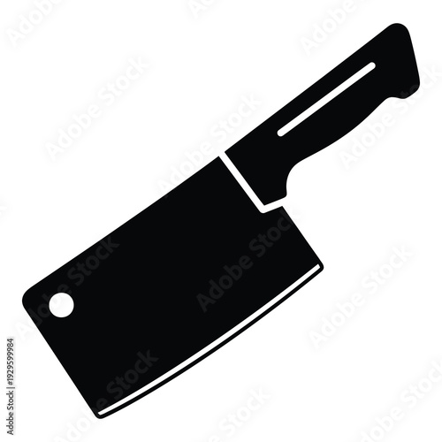 Black silhouette of a butchers cleaver knife with handle icon