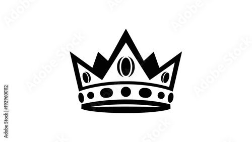 Black Crown Icon on White Background - Symbol of Royalty, Power, and Leadership
