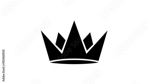 Black Crown Icon Silhouette on White Background - Symbol of Royalty, Power, and Success