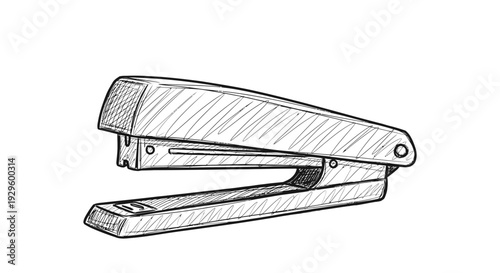 Black and White Stapler Illustration.