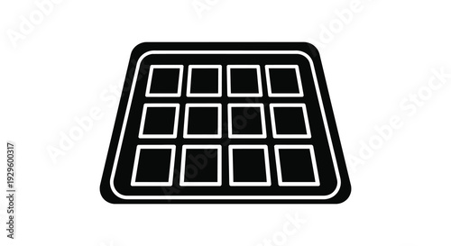 A minimalist black and white illustration of a chocolate bar divided into rectangular segments a striking silhouette high quality professional detailed