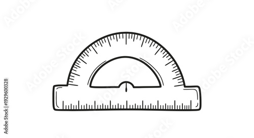 Protractor Measuring Instrument Simple Line Drawing.