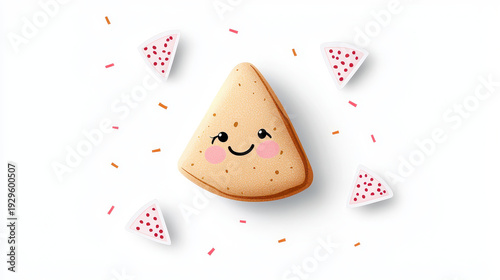 Wallpaper Mural Cute fortune cookie with smiling face surrounded by colorful sprinkles and small cookie pieces, creating joyful and playful atmosphere Torontodigital.ca