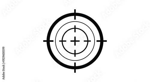 A stark black target symbol comprised of concentric circles and crosshairs presenting a minimalist silhouette high quality professional detailed