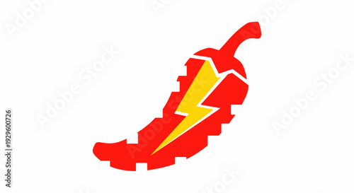 Red hot chili pepper with lightning.