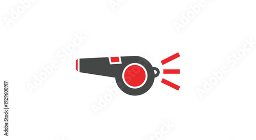 Referee Whistle Blowing Loud Signal Alert.