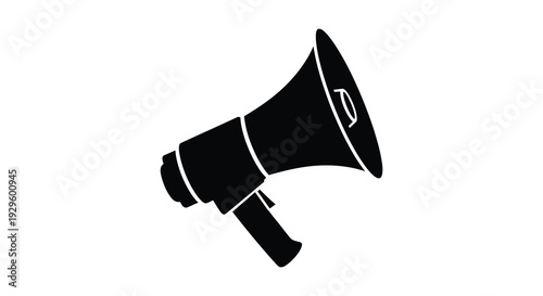 A striking black silhouette of a vintage megaphone angled for broadcasting a message silhouette high quality professional detailed modern