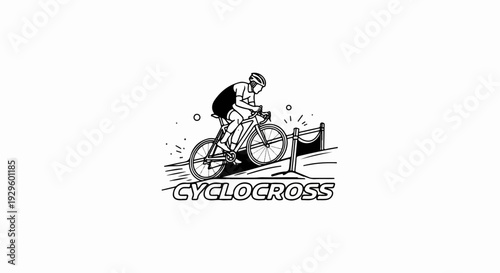 A cyclocross racer navigates an obstacle on a rough course