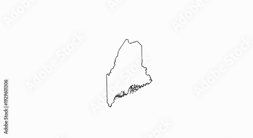 Outline of the state of Maine, showing its coastline and islands