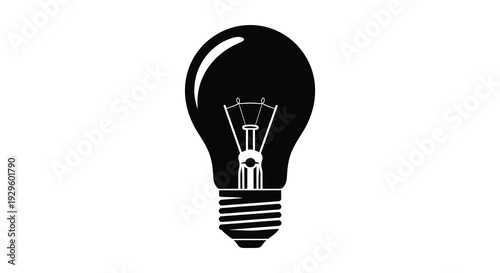 A stark black silhouette of a classic edison lightbulb against a pure white background symbolizing innovation and ideas silhouette