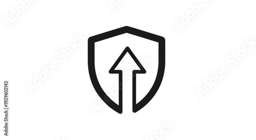 Shield Icon with Upward Arrow Symbol.