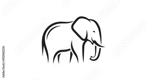 Simple black line drawing of an elephant.