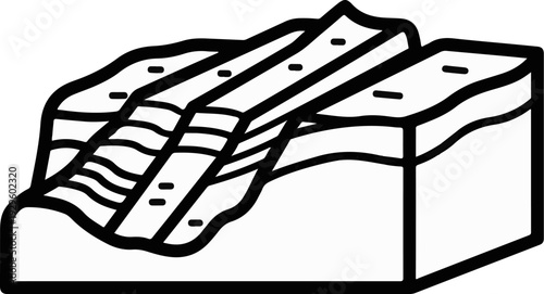 Cross-section view of geological layers showing fault lines and strata