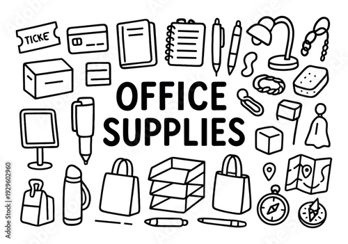 Office supplies and desktop accessories display