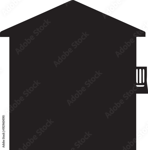 House silhouette with a balcony vector illustration of home or residential building outline for architecture design
