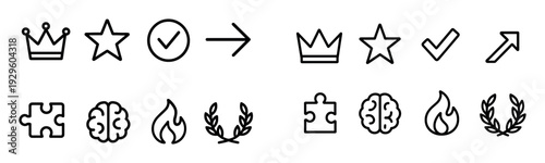 Achievement and award outline symbols in black