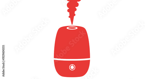Red Humidifier Device Emitting Mist.