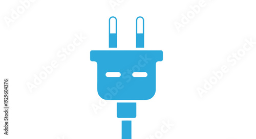 Blue Electric Plug Icon on White.