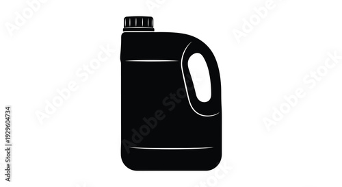A stark black silhouette of a plastic jug with a handle and cap displaying industrial design silhouette high quality