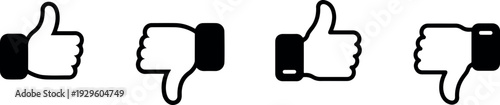Thumbs up and thumbs down hand icons in different styles and directions