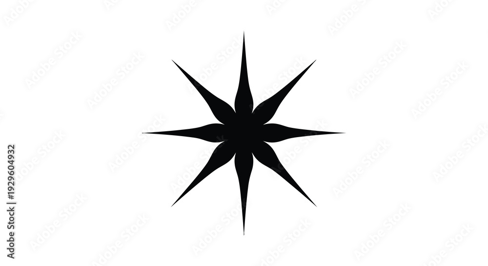 Obraz premium A striking black starburst shape dominates a white background presenting a minimalist and geometric design silhouette high quality professional