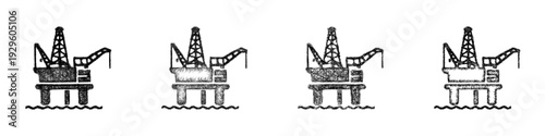 Sketch offshore platform icon design set