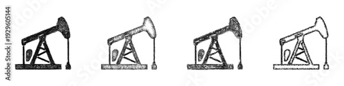 Sketch oil pumpjack icon design set
