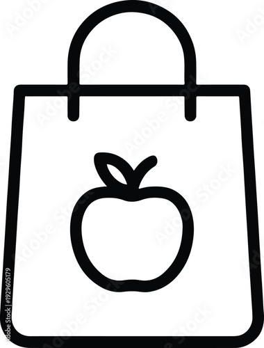Paper shopping bag with healthy apple grocery