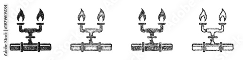 Sketch gas pipeline icon design set