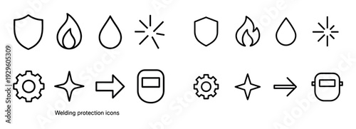 Line icons of welding protection equipment
