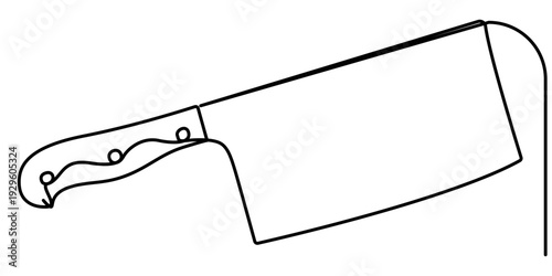 continuous one line art drawing of cleaver knife, minimalist design isolated, in outline vector illustration. 