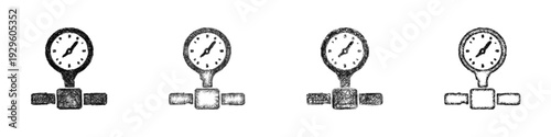 Sketch pressure gauge icon design set