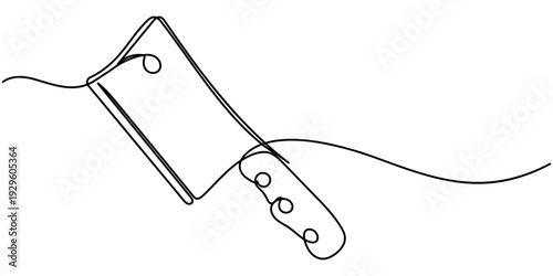 continuous one line art drawing of cleaver knife, minimalist design isolated, in outline vector illustration. 