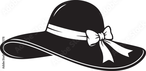 Elegant wide brim sun hat with decorative ribbon and bow silhouette for summer fashion beach wear accessory and protection design