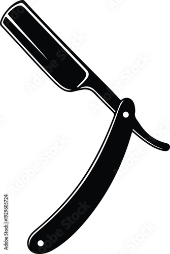 Classic grooming straight razor blade for masculine barber shop vector illustration