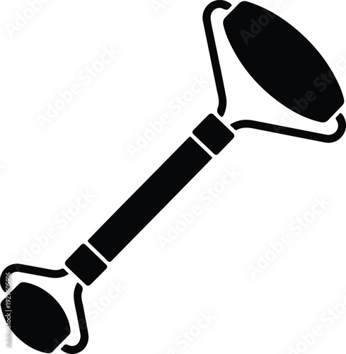 Minimalist black facial massage roller icon for skincare routine vector illustration