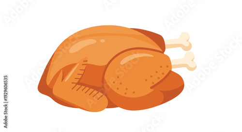 Whole roasted chicken or golden brown turkey placed on a white background for food photography or holiday dinner concepts.