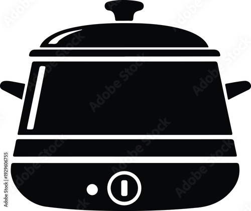Professional electric multicooker kitchen appliance icon for home cooking vector illustration